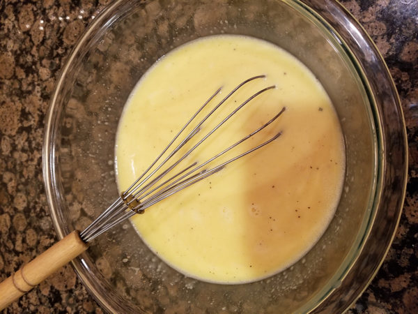 Beat the eggs until thoroughly.