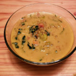 french lentil tumeric soup in bowl